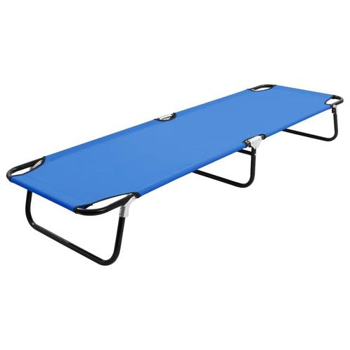 vidaXL Ligbed inklapbaar staal blauw, Tuin en Terras, Ligbedden, Nieuw, Verzenden