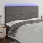 vidaXL Hoofdbord LED 180x5x118/128 cm kunstleer grijs, Verzenden, Nieuw, Grijs, Overige materialen
