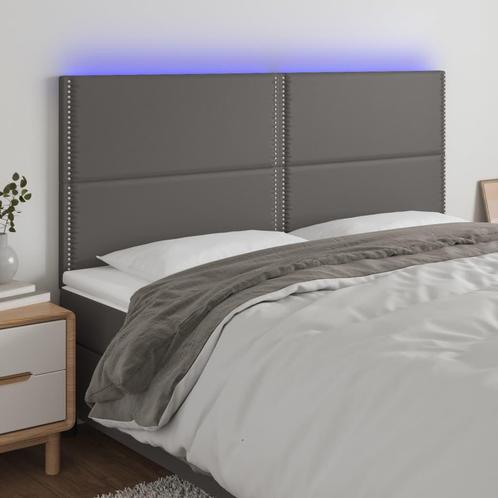vidaXL Hoofdbord LED 180x5x118/128 cm kunstleer grijs, Huis en Inrichting, Slaapkamer | Bedden, Grijs, Nieuw, Overige materialen