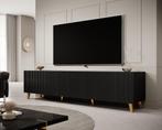 Tv meubel Modern design 201x42x51 cm Latten patroon Zwart, Verzenden, Nieuw