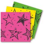 Servetten Neon Sterren - 16 Stuks, Hobby en Vrije tijd, Ophalen of Verzenden, Nieuw