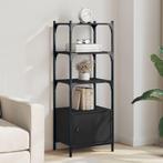 vidaXL Boekenkast 3-laags 41x30x109,5 cm bewerkt hout zwart, Huis en Inrichting, Verzenden, Nieuw, Overige houtsoorten