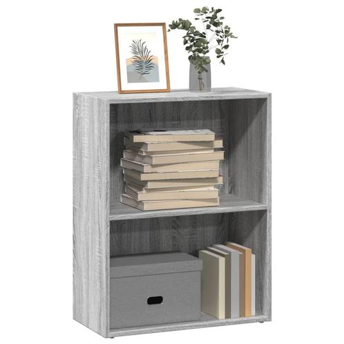vidaXL Boekenkast 60x30x77 cm bewerkt hout grijs sonoma, Huis en Inrichting, Kasten | Boekenkasten, 50 tot 75 cm, Nieuw, Overige houtsoorten
