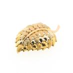 18 Krt. Tricolor gouden broche; Blad (witgoud, ruw goud), Sieraden, Tassen en Uiterlijk, Broches, Ophalen of Verzenden, Gebruikt