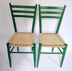 Eetkamerstoel - Hout, papercord - Twee vintage stoelen