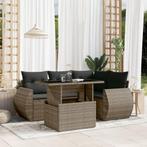 vidaXL 5-delige Loungeset met kussens poly rattan grijs, Tuin en Terras, Verzenden, Nieuw, Rotan, Loungeset