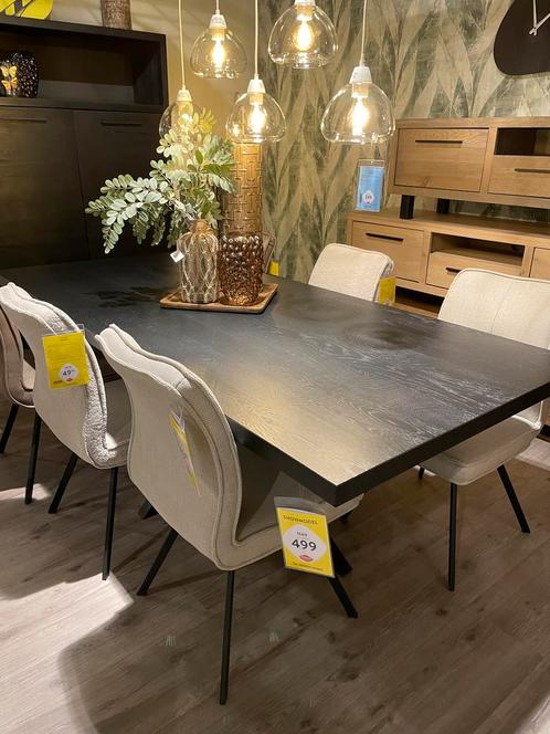 Rechthoekige eettafel - Zwart eikenhout, 220x100 CM, Huis en Inrichting, Tafels | Eettafels, 200 cm of meer, Nieuw, 100 tot 150 cm