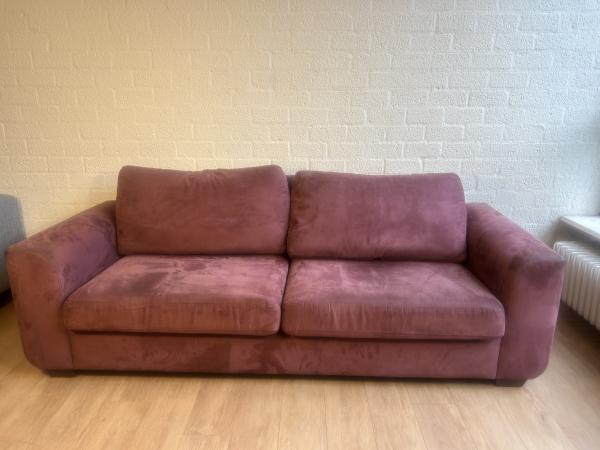 Veiling - Fluweelzachte Paarse 2,5 zits bank, Huis en Inrichting, Banken | Bankstellen