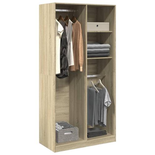 vidaXL Kledingkast 100x50x200 cm bewerkt hout sonoma, Huis en Inrichting, Kasten | Kledingkasten, Nieuw, Verzenden