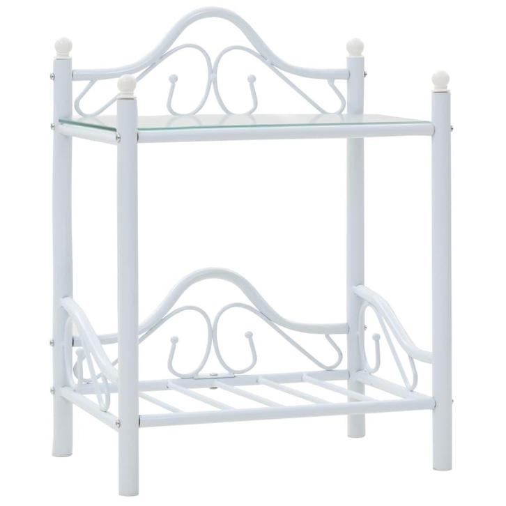 vidaXL Nachtkastjes 45x30,5x60 cm staal en gehard glas wit, Huis en Inrichting, Slaapkamer | Nachtkastjes, Nieuw, 45 tot 65 cm