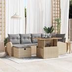 vidaXL Tuin Sofa Set 7 pcs Beige poly rattan, Verzenden, Nieuw, Rotan