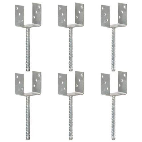 vidaXL Grondankers 6 st 9x6x30 cm gegalvaniseerd staal, Doe-het-zelf en Verbouw, IJzerwaren en Bevestigingsmiddelen, Nieuw, Verzenden
