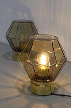 Vintage plafondlamp, wandlamp Glashütte Limburg - rookglas, Zo goed als nieuw, Glas, Mid century