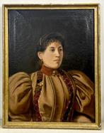 Italiaanse school (XIX) - Ritratto di signora borghese, Antiek en Kunst, Kunst | Schilderijen | Klassiek