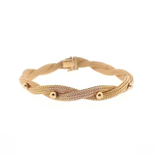 18 Krt. Vintage gouden brede armband | 19,0 cm, Sieraden, Tassen en Uiterlijk, Armbanden, Overige kleuren, Gebruikt, Goud, Ophalen of Verzenden