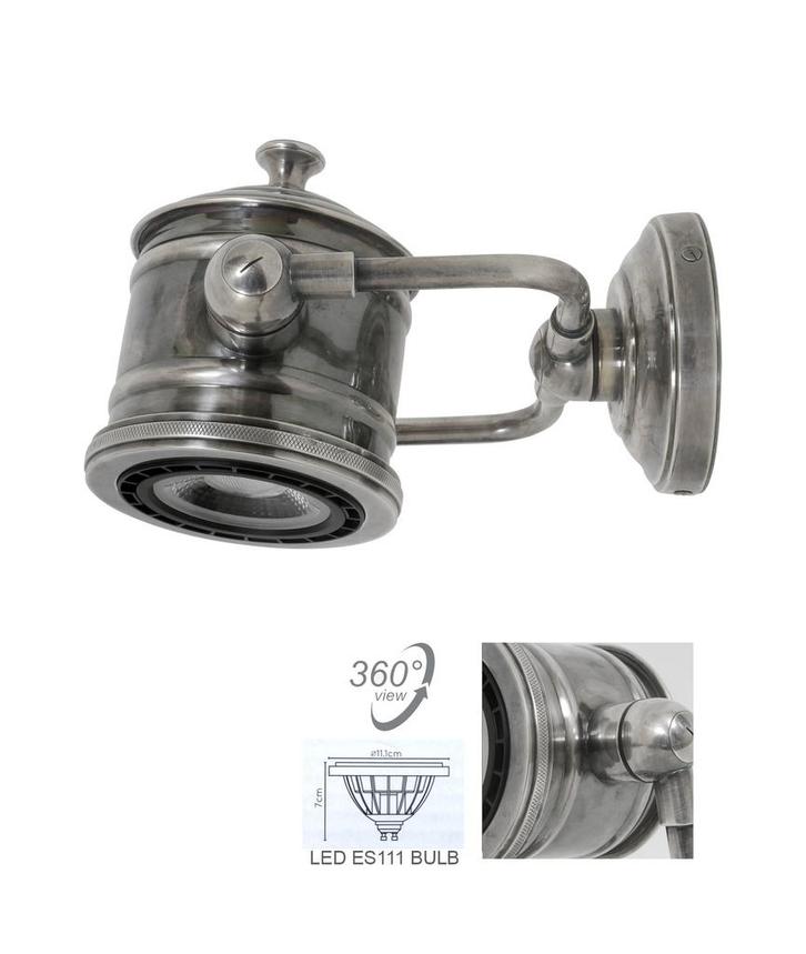 Wandlamp Malibu Antiek Zilver Binnenverlichting Wandlampen, Huis en Inrichting, Lampen | Wandlampen, Nieuw, Verzenden