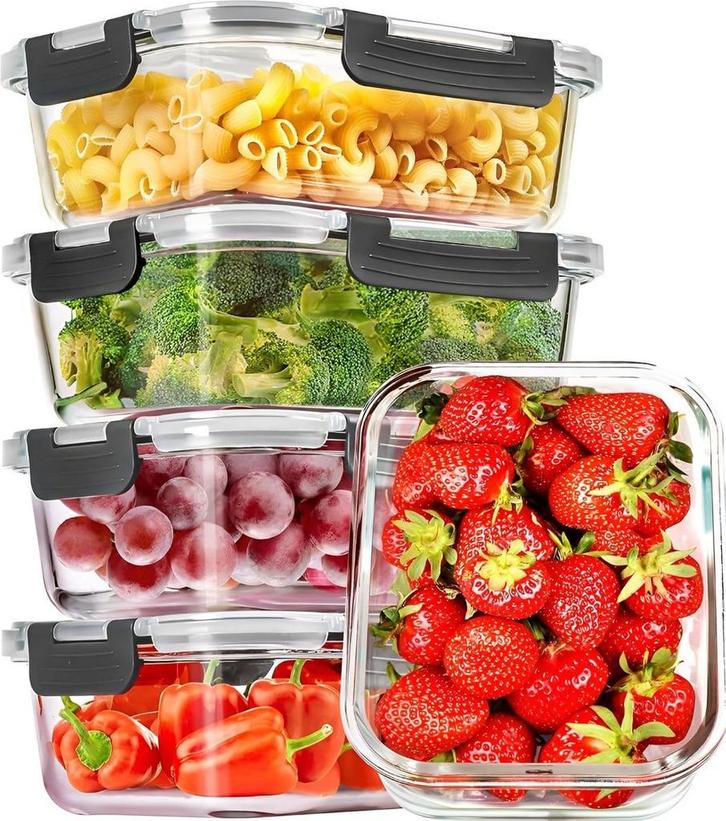 HI NATURE™ Vershoudbakjes set Glas - Meal Prep Bakjes -, Witgoed en Apparatuur, Magnetrons, Nieuw, Ophalen of Verzenden