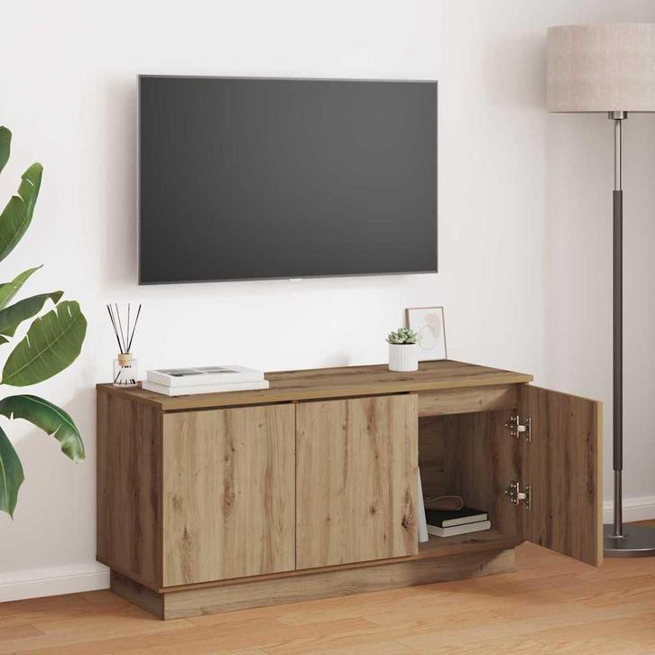 vidaXL TV-meubel met LED artisanaal eikenkleurig 100 x 38 x, Huis en Inrichting, Kasten | Televisiemeubels, Nieuw, 100 tot 150 cm