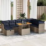 vidaXL 9-delige Loungeset met kussens poly rattan acacia, Tuin en Terras, Tuinsets en Loungesets, Verzenden, Nieuw, Rotan, Loungeset