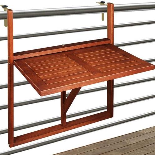 Casaria - Balkon hangtafel - Acaciahout 65x45x87cm FSC-ge..., Tuin en Terras, Tuintafels, Nieuw, Verzenden