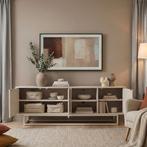 Commode Boxholm 160x30x57 cm havermout [en.casa], Verzenden, Nieuw