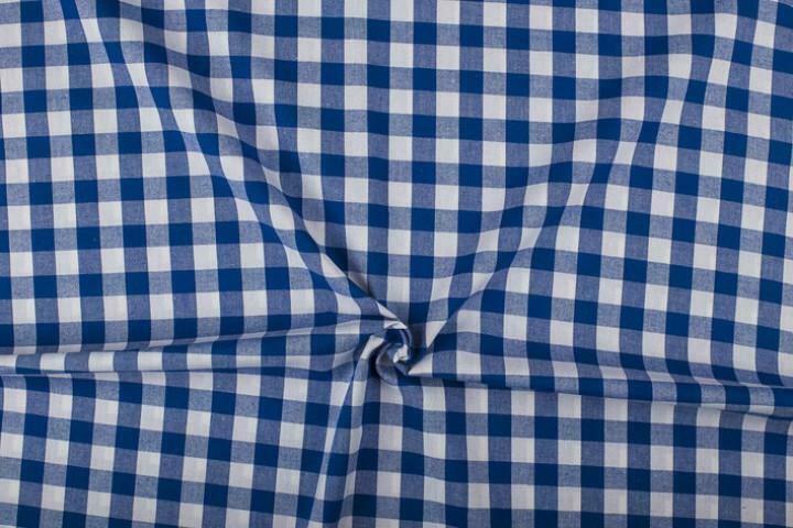 Brabants bont stof cobaltblauw wit geruit - 18mm geruit, Hobby en Vrije tijd, Stoffen en Lappen, 120 cm of meer, 200 cm of meer