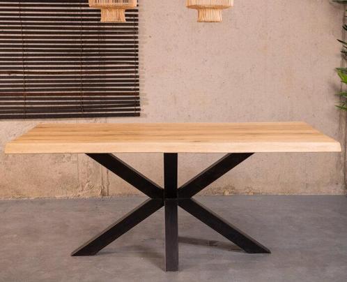 Boomstamtafel eiken MALMO met spinpoot - 160x90 cm |, Huis en Inrichting, Tafels | Eettafels, Nieuw, Ophalen of Verzenden