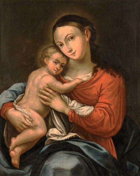 Scuola emiliana (XVIII) - Madonna col Bambino, Antiek en Kunst, Kunst | Schilderijen | Klassiek
