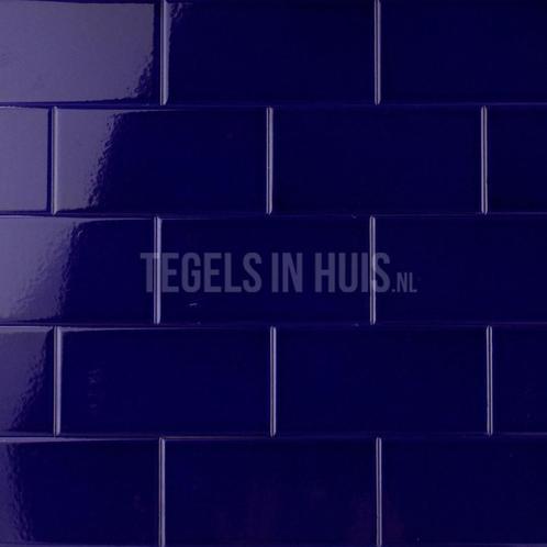 Wandtegel evolution glans kobalt blauw craquelé 7,5x15 cm, Doe-het-zelf en Verbouw, Tegels, Wandtegels, Nieuw, 10 m² of meer, Keramiek