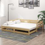 vidaXL Slaapbank uitschuifbaar massief grenenhout 2x(90x200), 90 cm, Eenpersoons, Bruin, Verzenden