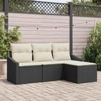 vidaXL Tuin Sofa Set met kussen met opslag 4 pcs Zwart,, Verzenden, Nieuw, Rotan