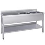 GGM Gastro | Spoeltafel ECO - 2000x600mm - met bodemschap &, Verzenden, Nieuw in verpakking, RVS Meubilair