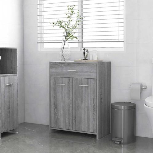 vidaXL Badkamerkast 60x33x80 cm bewerkt hout grijs sonoma, Huis en Inrichting, Badkamer | Badkamermeubels, Nieuw, Minder dan 100 cm