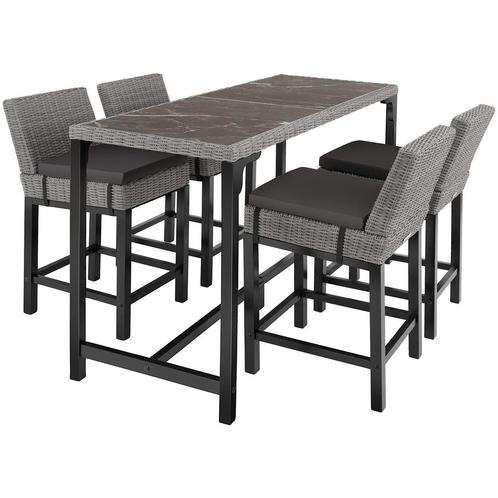 Wicker bartafel Lovas met 4 stoelen Latina - grijs, Tuin en Terras, Tuinsets en Loungesets, Verzenden