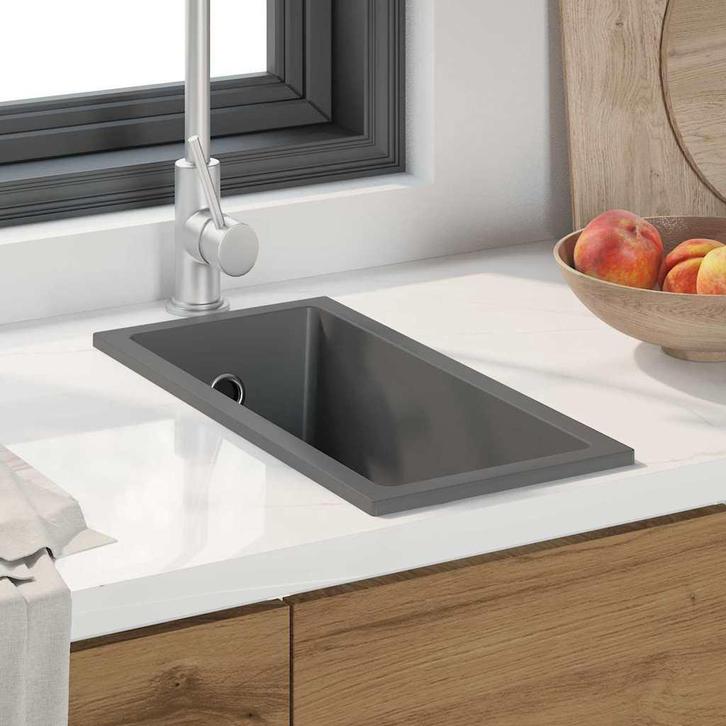 vidaXL Keukenwasbak Grijs 21 x 44 x 14 cm Graniet, Doe-het-zelf en Verbouw, Sanitair, Nieuw, Verzenden