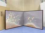 Kamerscherm - Hout, Zijde, Textiel - Japan - Bybu / bloem /