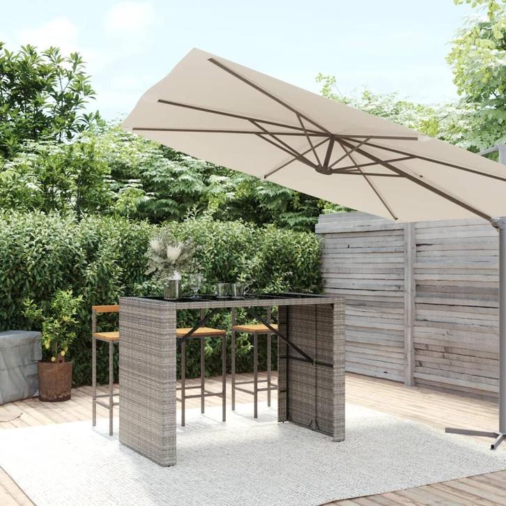 vidaXL Bartafel met glazen blad 145x80x110 cm poly rattan, Tuin en Terras, Tuintafels, Nieuw, Verzenden