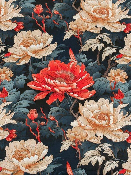 TexStilArt - IMPERIAL BLOOM - Exclusieve stof van 100%, Antiek en Kunst, Kunst | Designobjecten