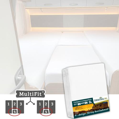 Jersey hoeslakenset - 4 delig met midden matras - Wit, Huis en Inrichting, Slaapkamer | Beddengoed, Hoeslaken of Sloop, Wit, Nieuw