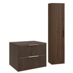 Wastafelkast Rimini 60 cm - Walnoot - met Kolomkast, Huis en Inrichting, Verzenden, Nieuw, Wastafelkast