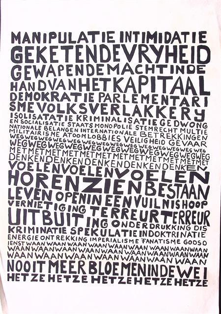 Vintage poster over onderdrukking in de samenleving, Verzamelen, Posters, Nieuw, Overige onderwerpen, Met lijst, Verzenden