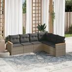 vidaXL 6-delige Loungeset met kussens poly rattan grijs, Verzenden, Nieuw, Rotan, Loungeset