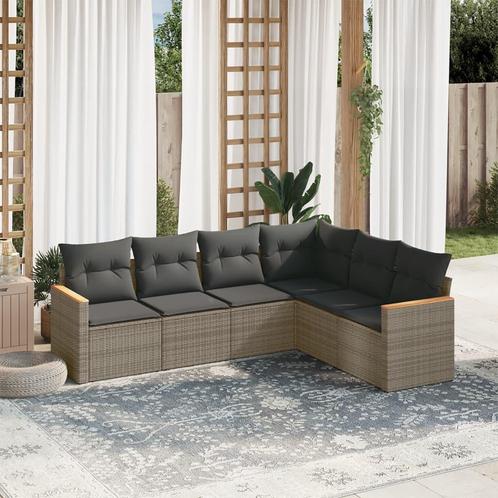 vidaXL 6-delige Loungeset met kussens poly rattan grijs, Tuin en Terras, Tuinsets en Loungesets, Loungeset, Nieuw, Rotan, Verzenden