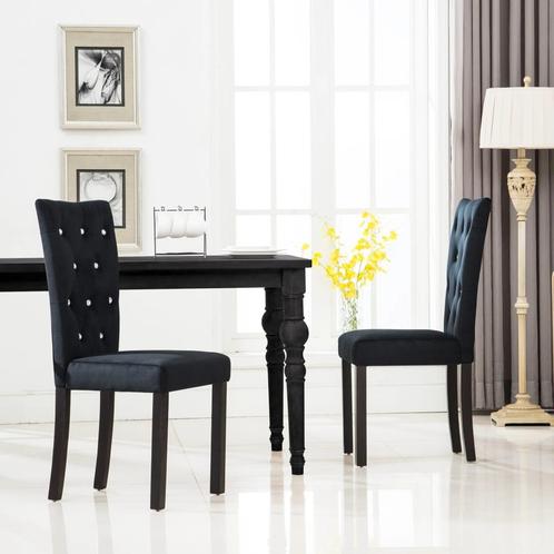 vidaXL Eetkamerstoelen 2 st fluweel zwart, Huis en Inrichting, Stoelen, Zwart, Nieuw, Verzenden