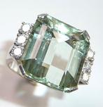 Ring - 14 karaat Witgoud - 16.90ct. tw. Aquamarijn - Diamant, Sieraden, Tassen en Uiterlijk, Ringen, Nieuw