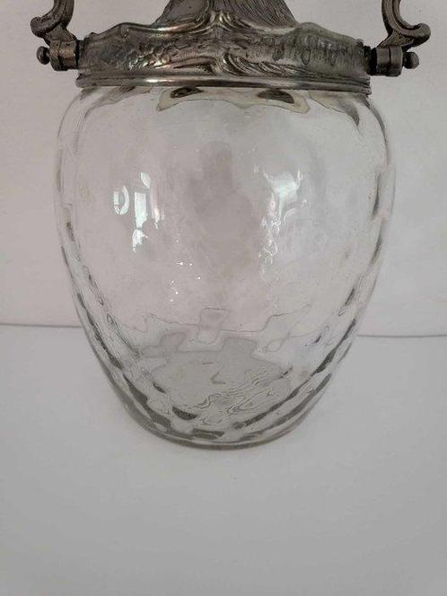 Pot à biscuits ancien – Verre moulé et monture en métal, Antiek en Kunst, Antiek | Keukenbenodigdheden