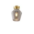 Art Deco plafondlamp messing met smoke glas - Karce, Huis en Inrichting, Lampen | Plafondlampen, Nieuw, Glas, Art Deco
