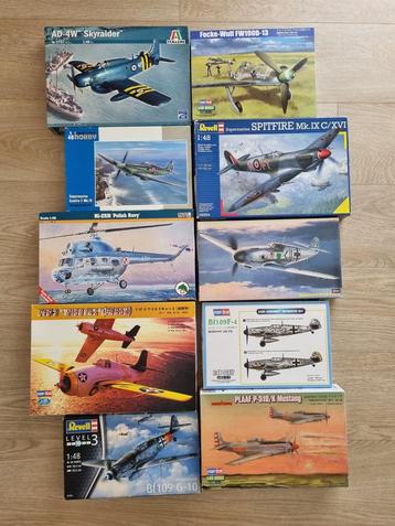 10 luchtvaart modelbouwdozen (1:48) - in 1 koop beschikbaar voor biedingen