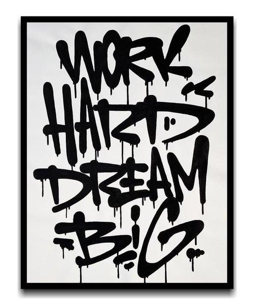 Asko - Work Hard Dream Big - XXL Canvas - Graffiti Art, Antiek en Kunst, Kunst | Schilderijen | Modern