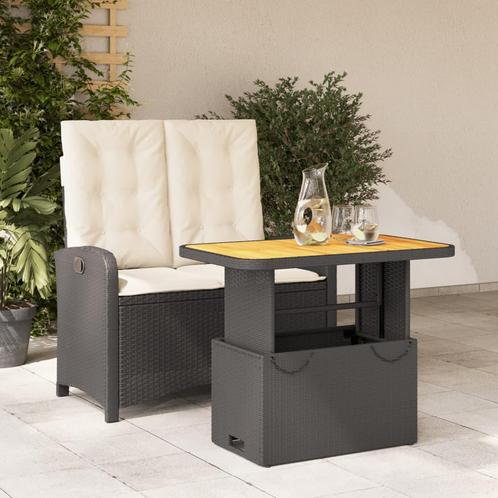 vidaXL 2-delige Tuinset met kussens poly rattan zwart, Tuin en Terras, Tuinsets en Loungesets, Tuinset, Nieuw, 2 zitplaatsen, Rotan